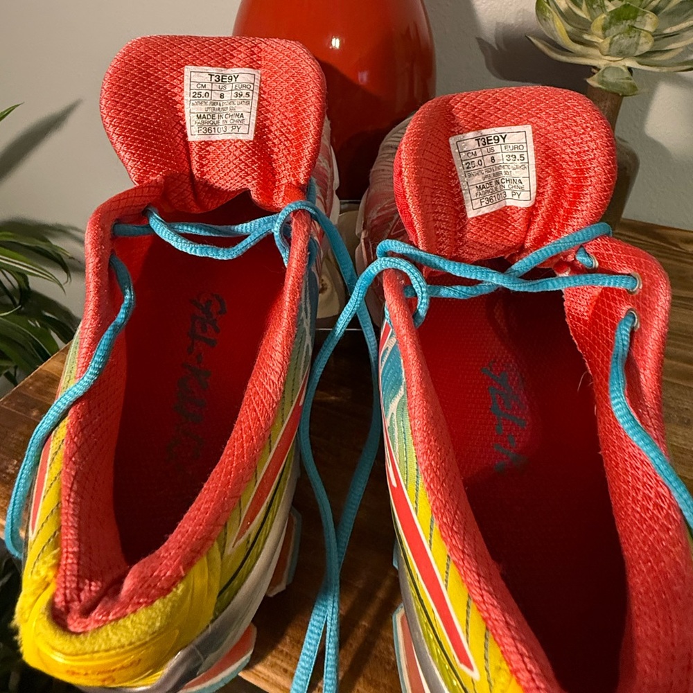 ASICS Women's Sz 7.5 Gel Kensei 5 Sea, Tea Berry & Yellow Running Shoes - Picture 6 of 7